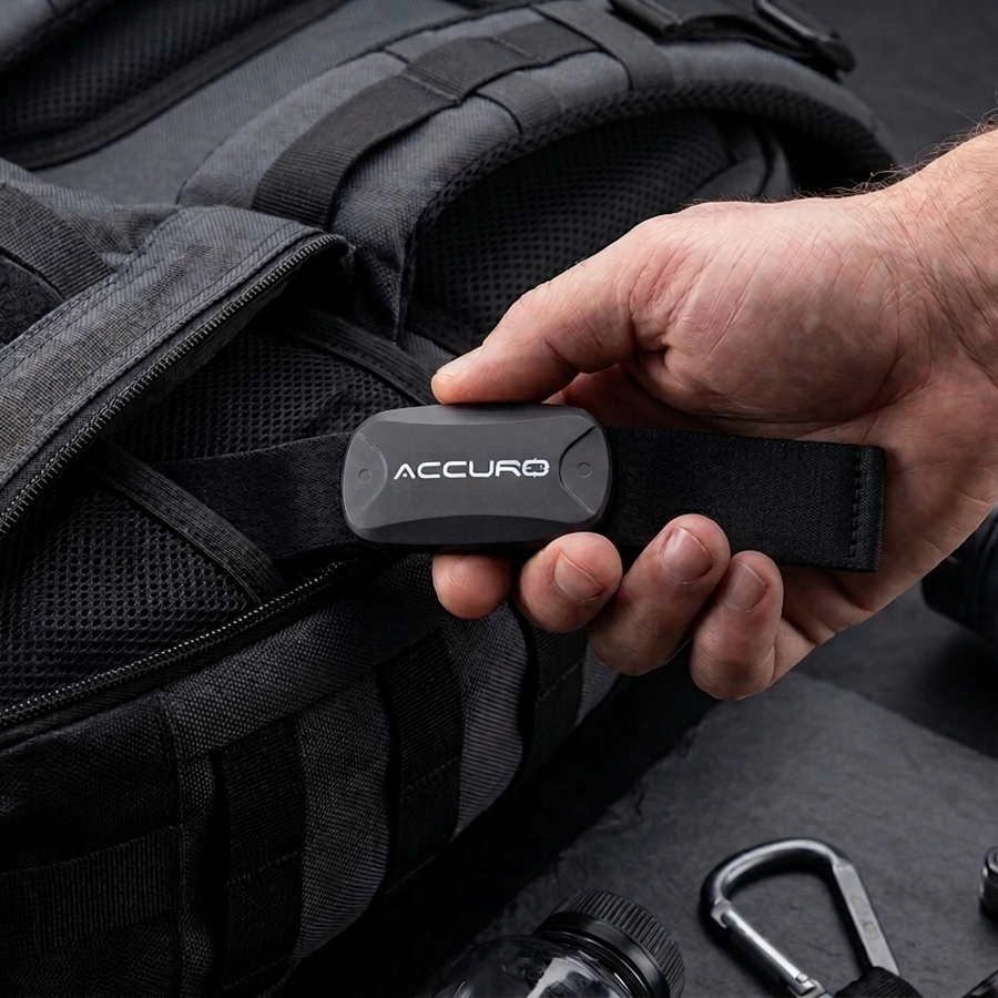 HRM306 sensor held in hand with gear